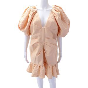 Acler Womens Short Puff Sleeve Zippered Ruffled Mini Dress Orange Size 12